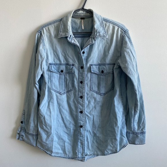 Free People Oversized Denim Shirt - Picture 2 of 5